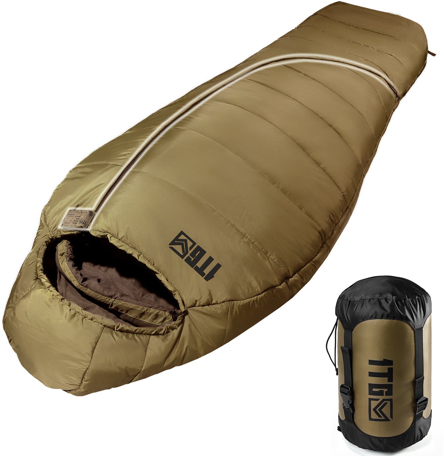 1TG Four-Season Mummy Sleeping Bag | Diagonal Zipper&Suitable for