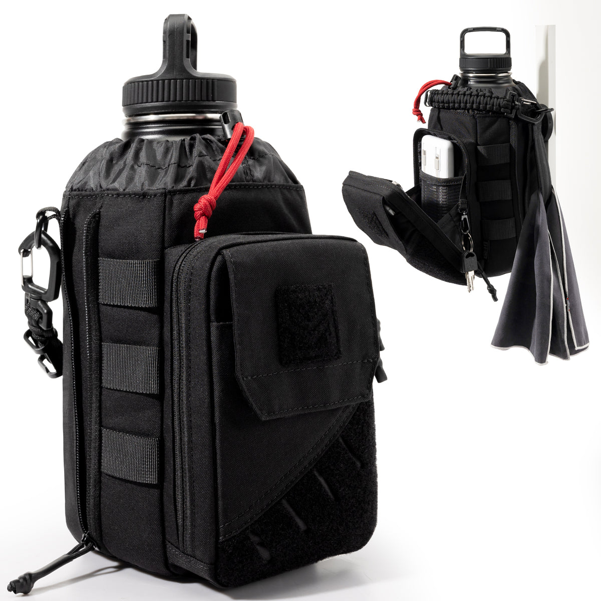 64oz Expandable Water Bottle Bag 丨 with Phone Pockets&Detachable Magnetic Clip