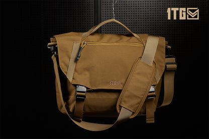 1TG Stylish Brown  Canvas Messenger Bag with Adjustable Straps and Spacious Main Compartment for Work and Travel