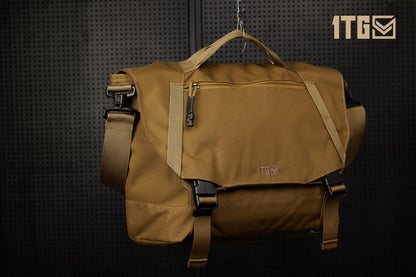 1TG Stylish Brown  Canvas Messenger Bag with Adjustable Straps and Spacious Main Compartment for Work and Travel