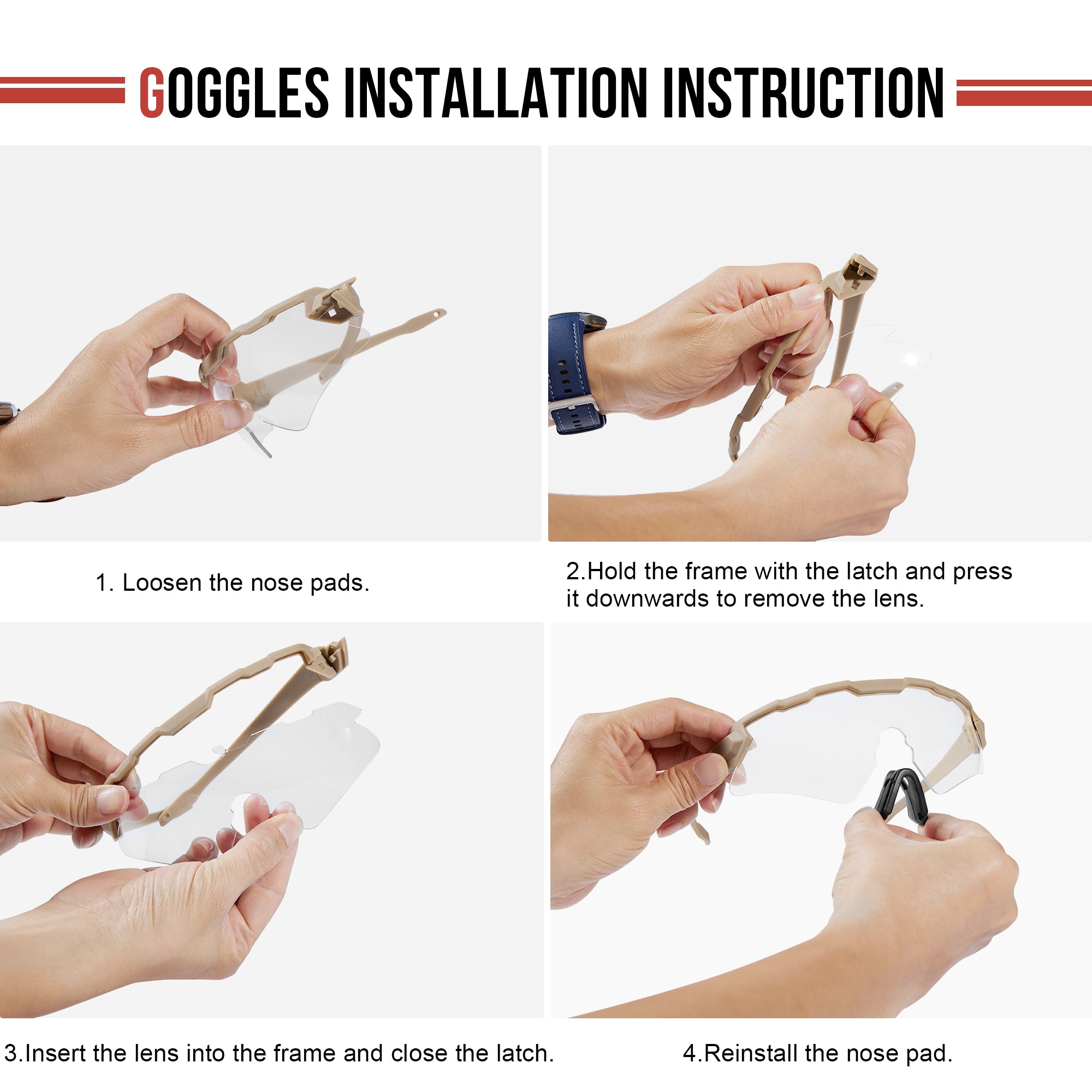 1TG Tactical Shooting Safety Goggle, Anti Fog Sunglasses