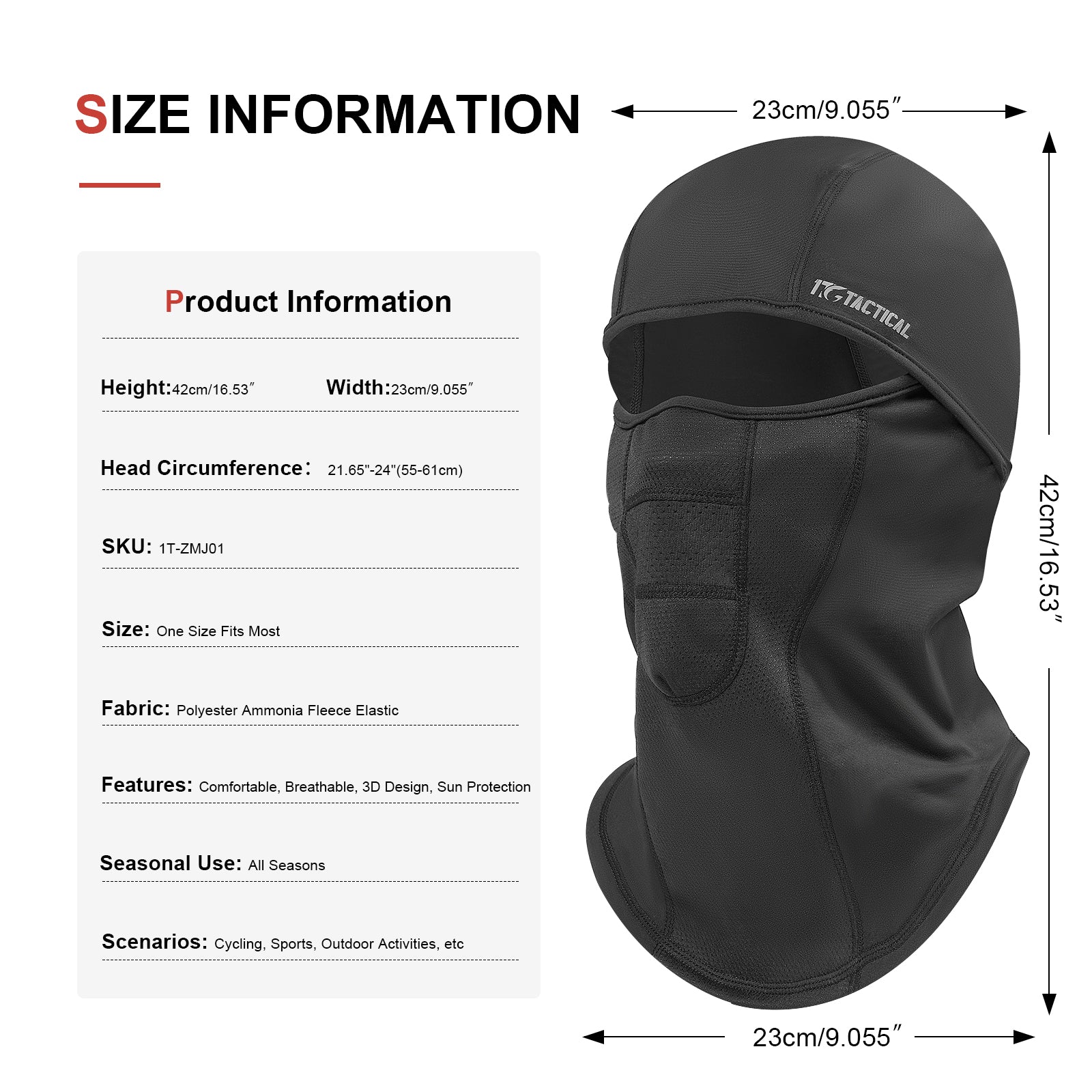 1TG Tactical Airsoft Mask - Balaclava Ski Mask Windproof Full Face Cover