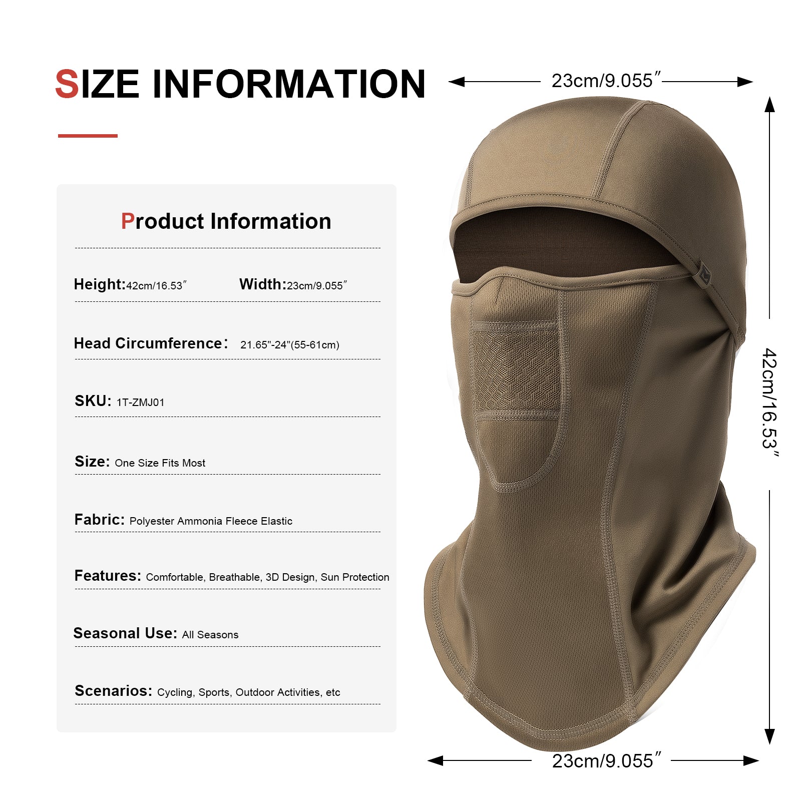 1TG Tactical Airsoft Mask - Balaclava Ski Mask Windproof Full Face Cover
