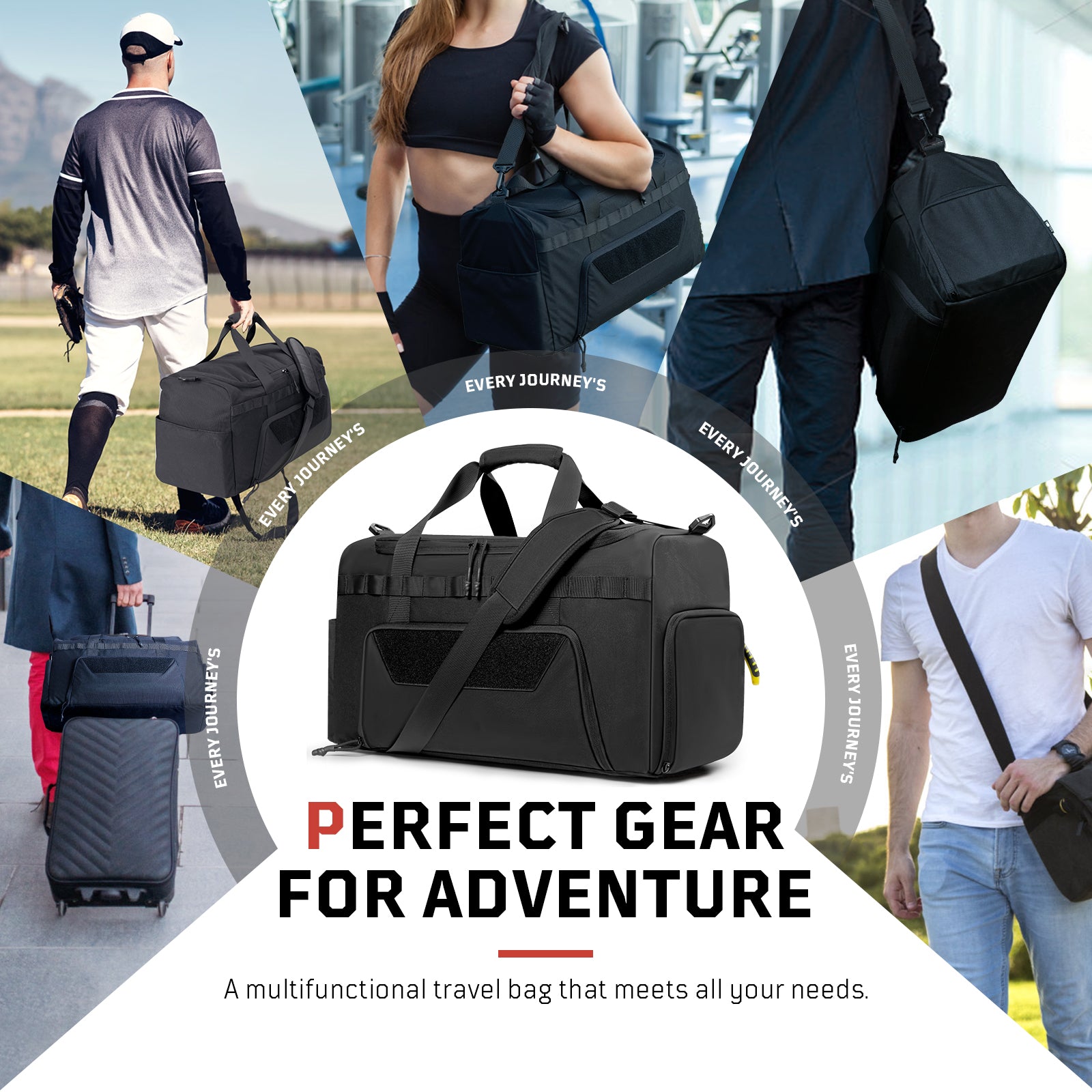 1TG Unisex Gym Bag For Travel  |  With Shoe Compartment&Adjustable straps