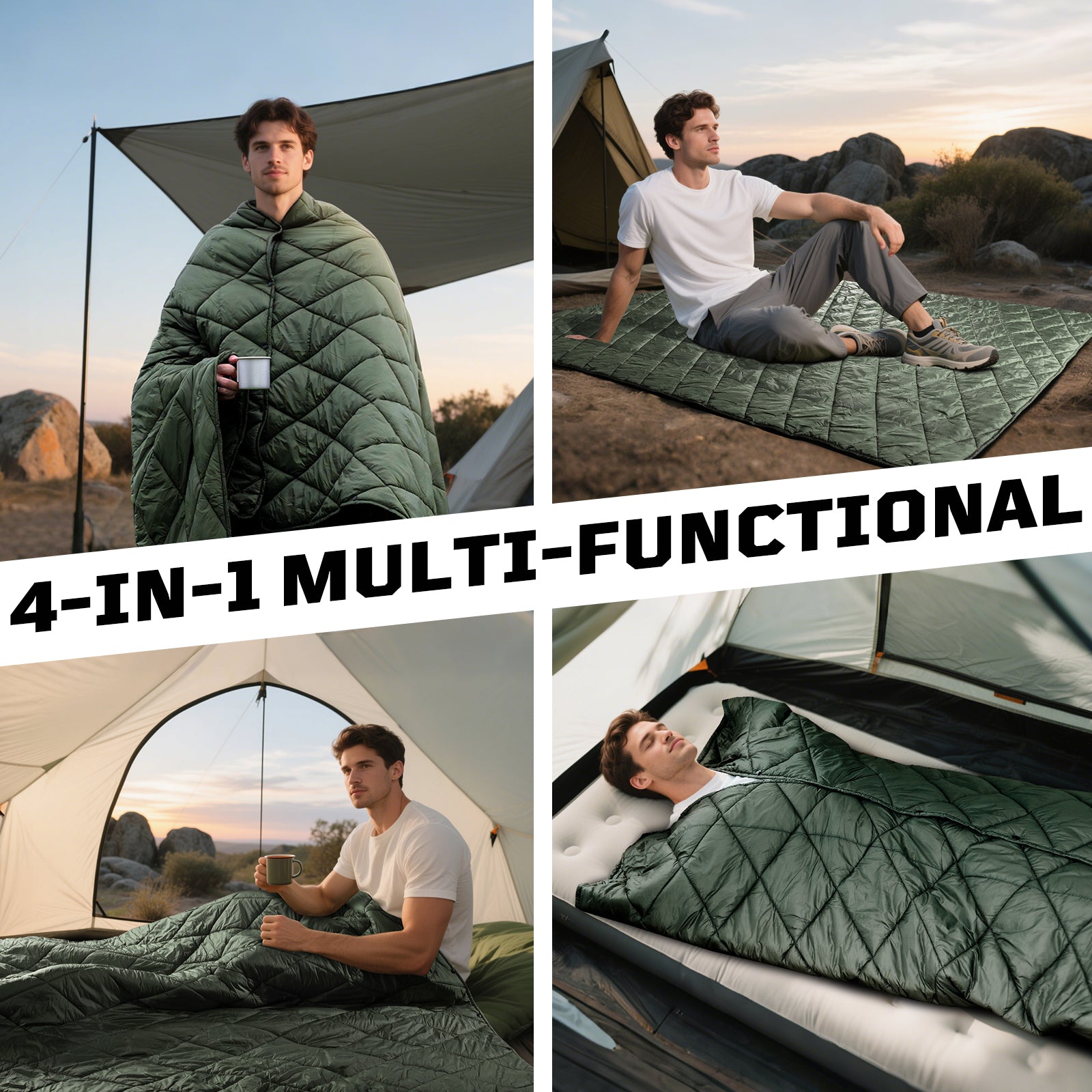 1TG 3M Thinsulate  380T Camping Blanket | With Snap Buttons & Foldable