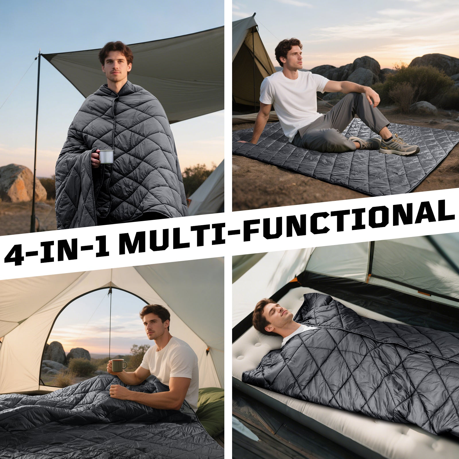 1TG 3M Thinsulate  380T Camping Blanket | With Snap Buttons & Foldable