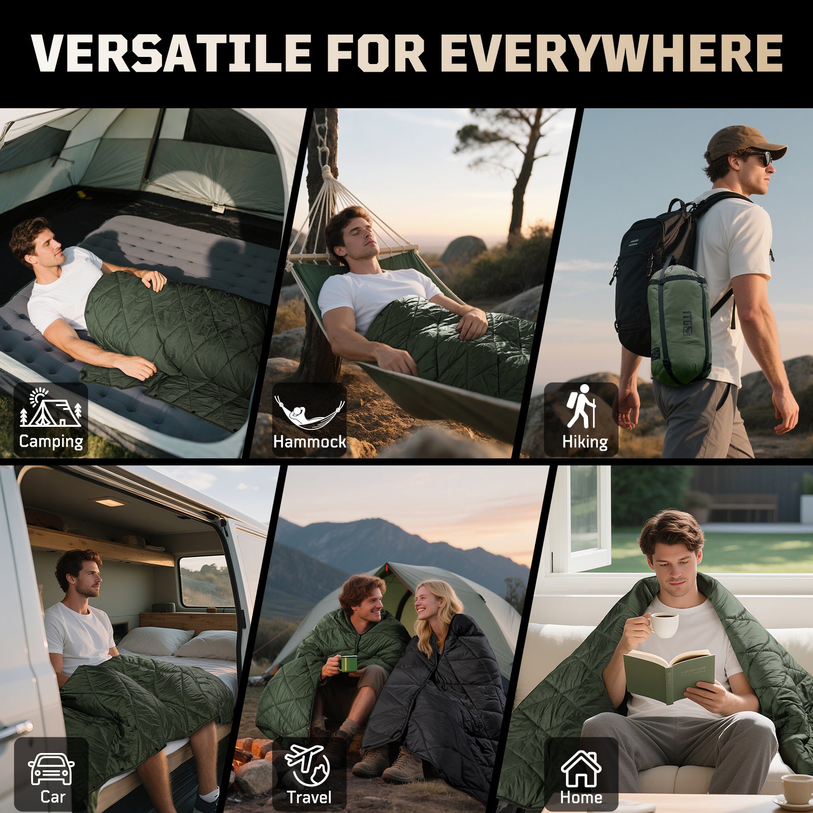 1TG 3M Thinsulate  380T Camping Blanket | With Snap Buttons & Foldable