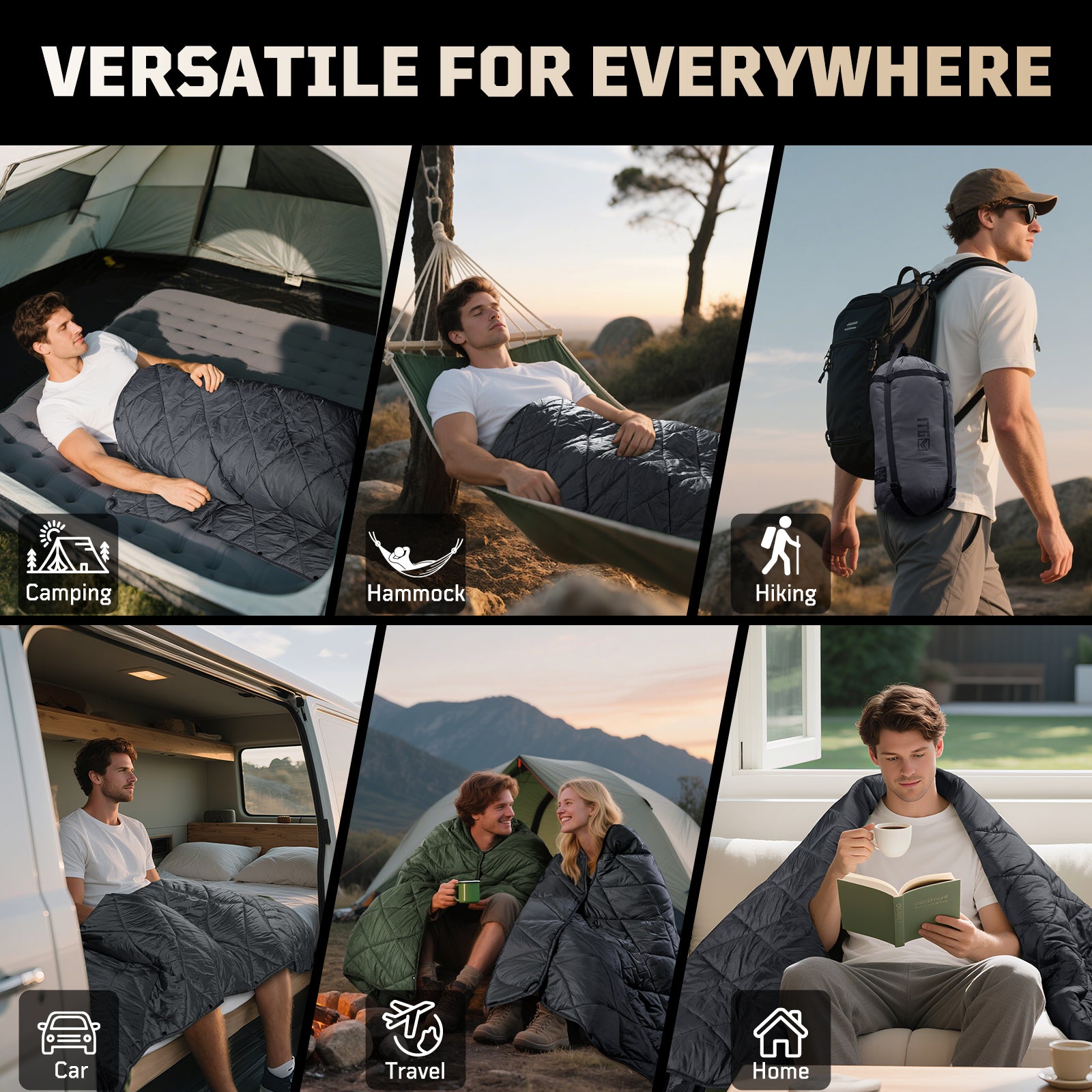 1TG 3M Thinsulate  380T Camping Blanket | With Snap Buttons & Foldable