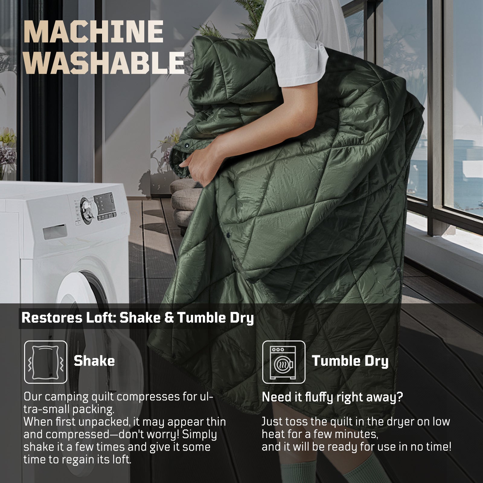 1TG 3M Thinsulate  380T Camping Blanket | With Snap Buttons & Foldable