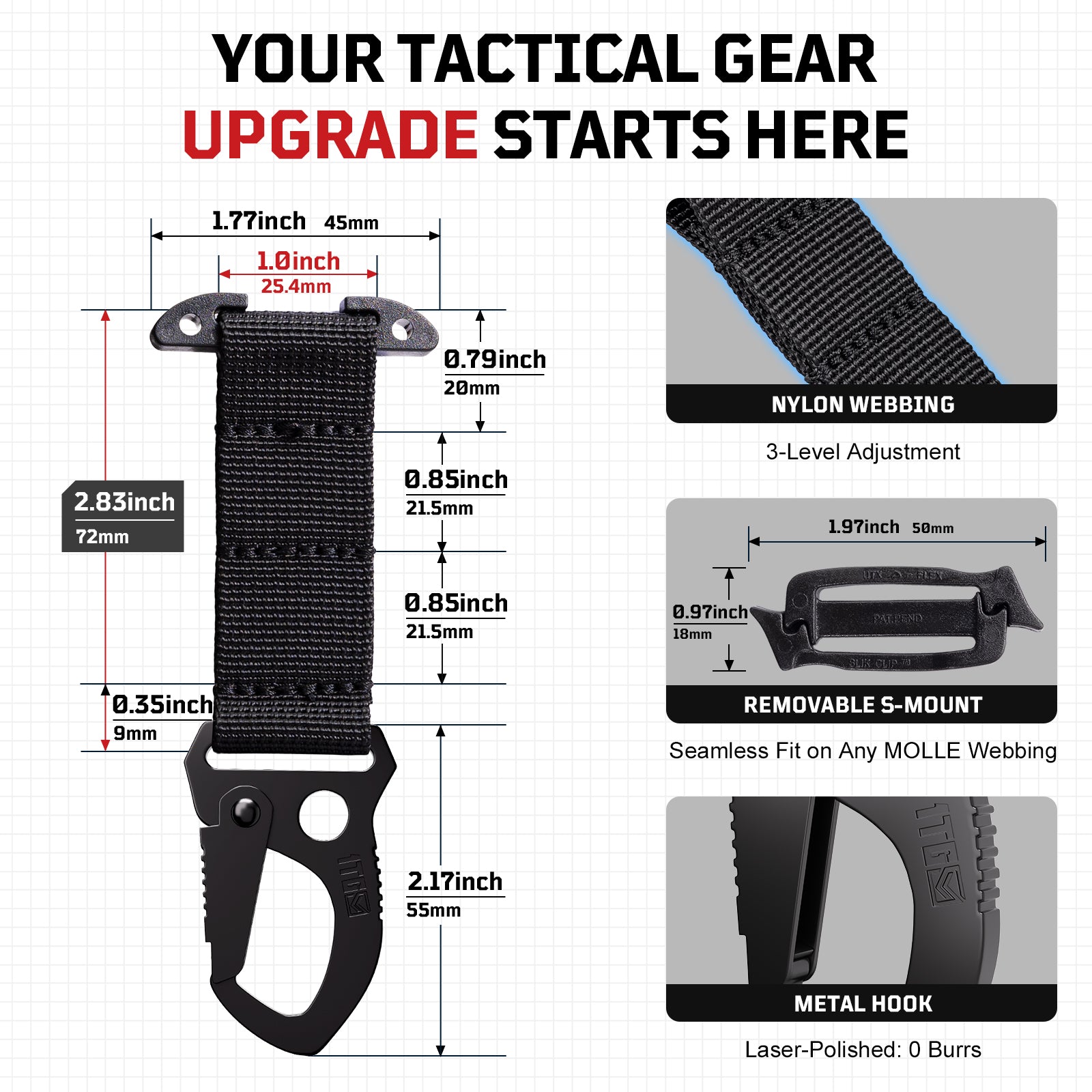 1TG MOLLE Clip 丨With T-Mount & EDC Gear Clips with HK Clip