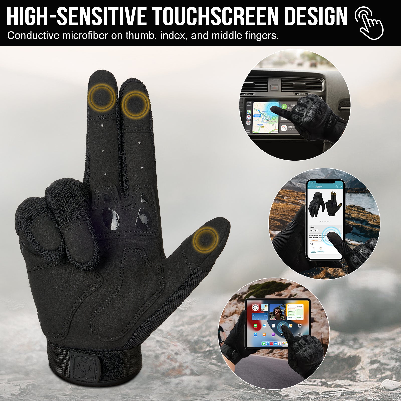 1TG Tactical Motorcycle Gloves Touchscreen Available