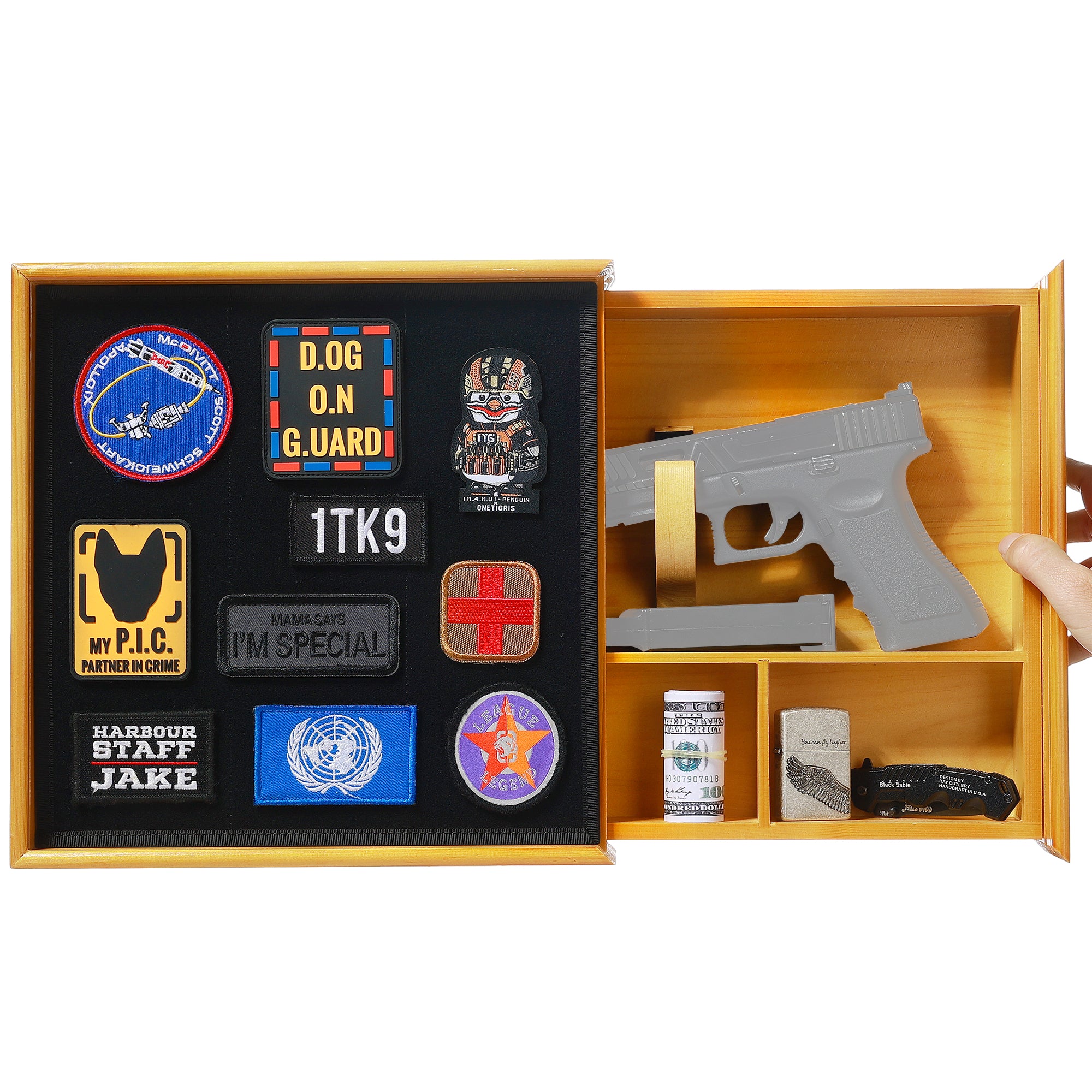 1TG Wooden Hidden Concealment Shelf 01 | Secret Storage with Photo Frame & Patch Display