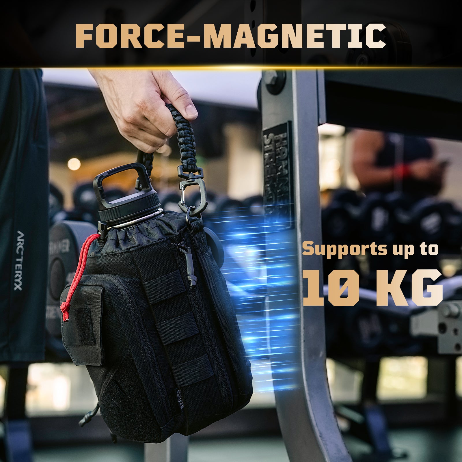 1TG  Magnetic Gym Water Bottle Bag 丨With Phone Pockets&Adjustable straps,Expandable 32-64oz