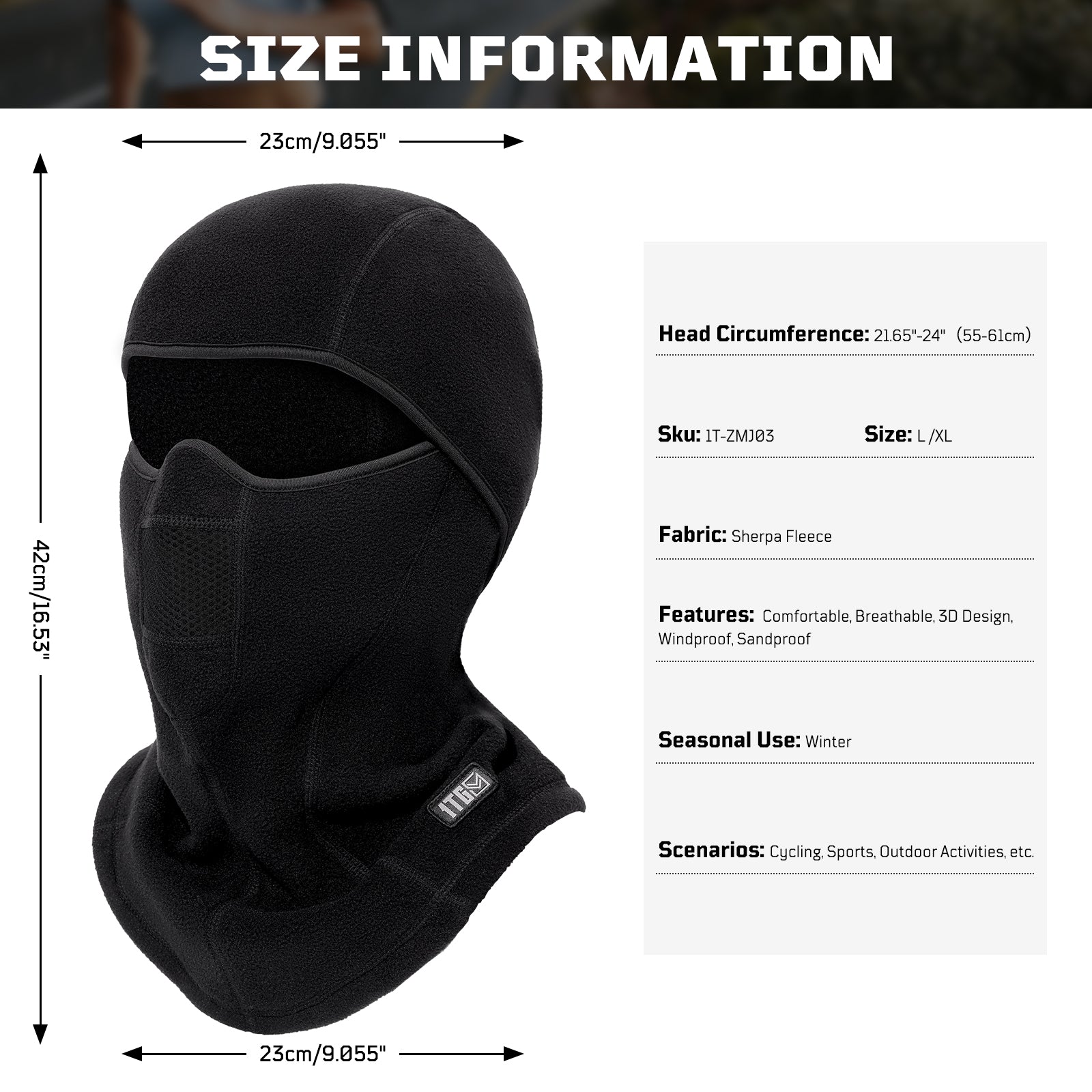 1TG Winter Fleece Balaclava Mask 03 丨Full Face Protection