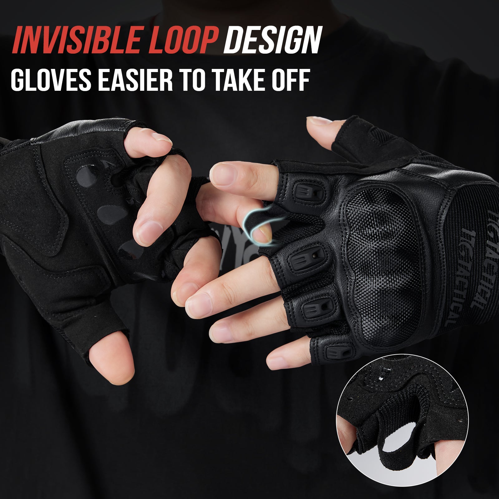 1TG Tactical Fingerless Gloves for Men Knuckle Protection