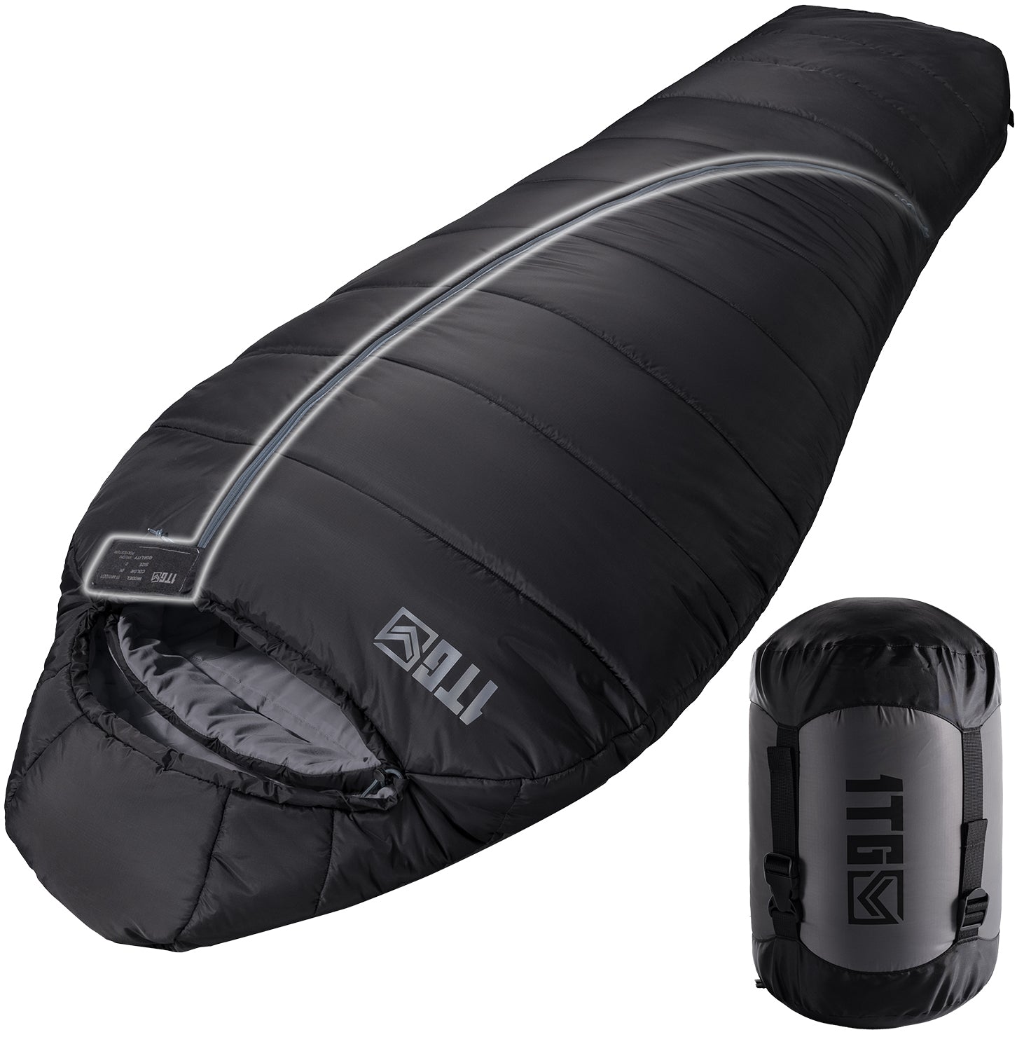 1TG Camping Mummy Sleeping Bag | With YKK zipper&Suitable for 25-36℉