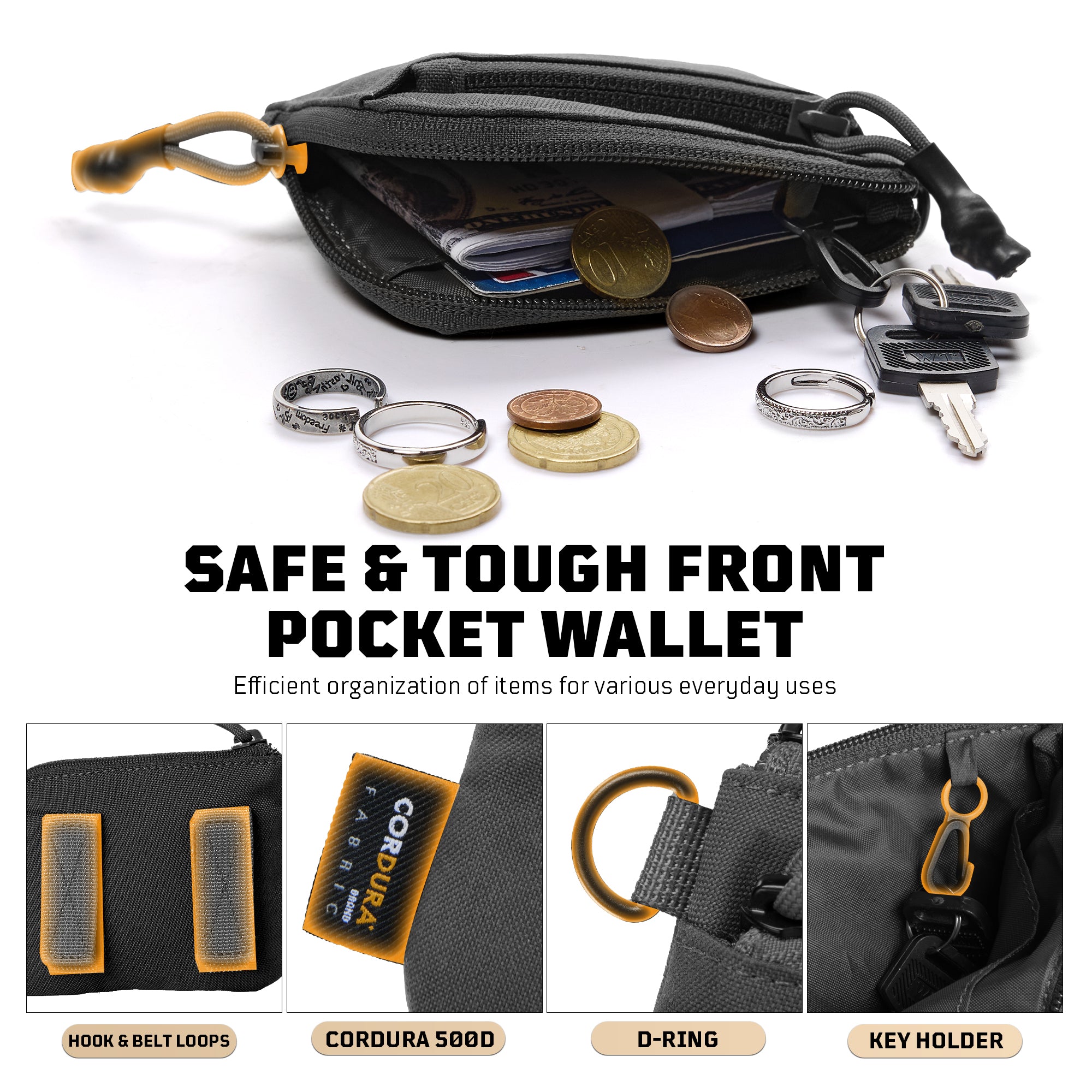 1TG Tactical Coin Purse 500D CORDURA Minimalist Wallet