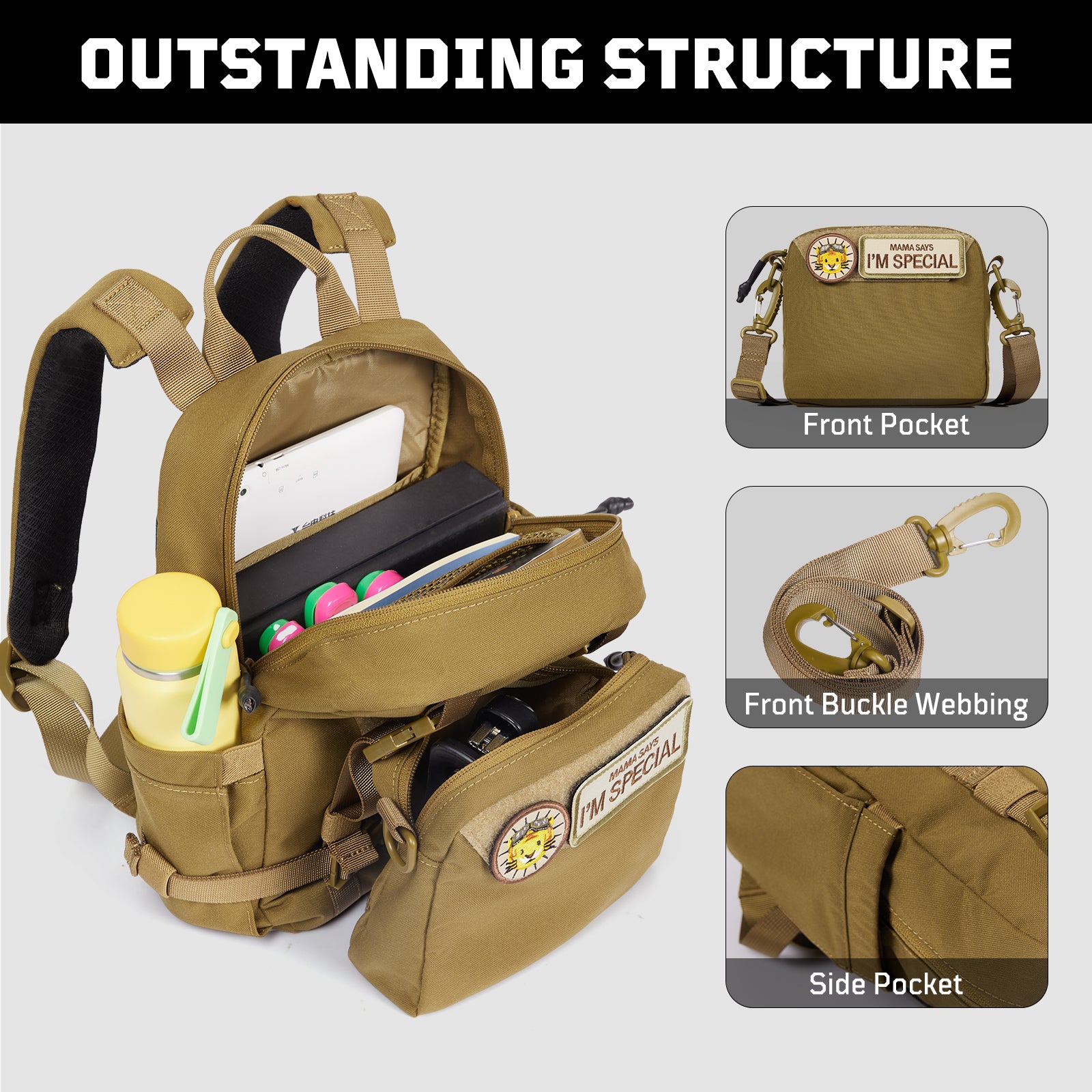 1TG Tactical Multi-purpose backpack big structure schoolbag for kid