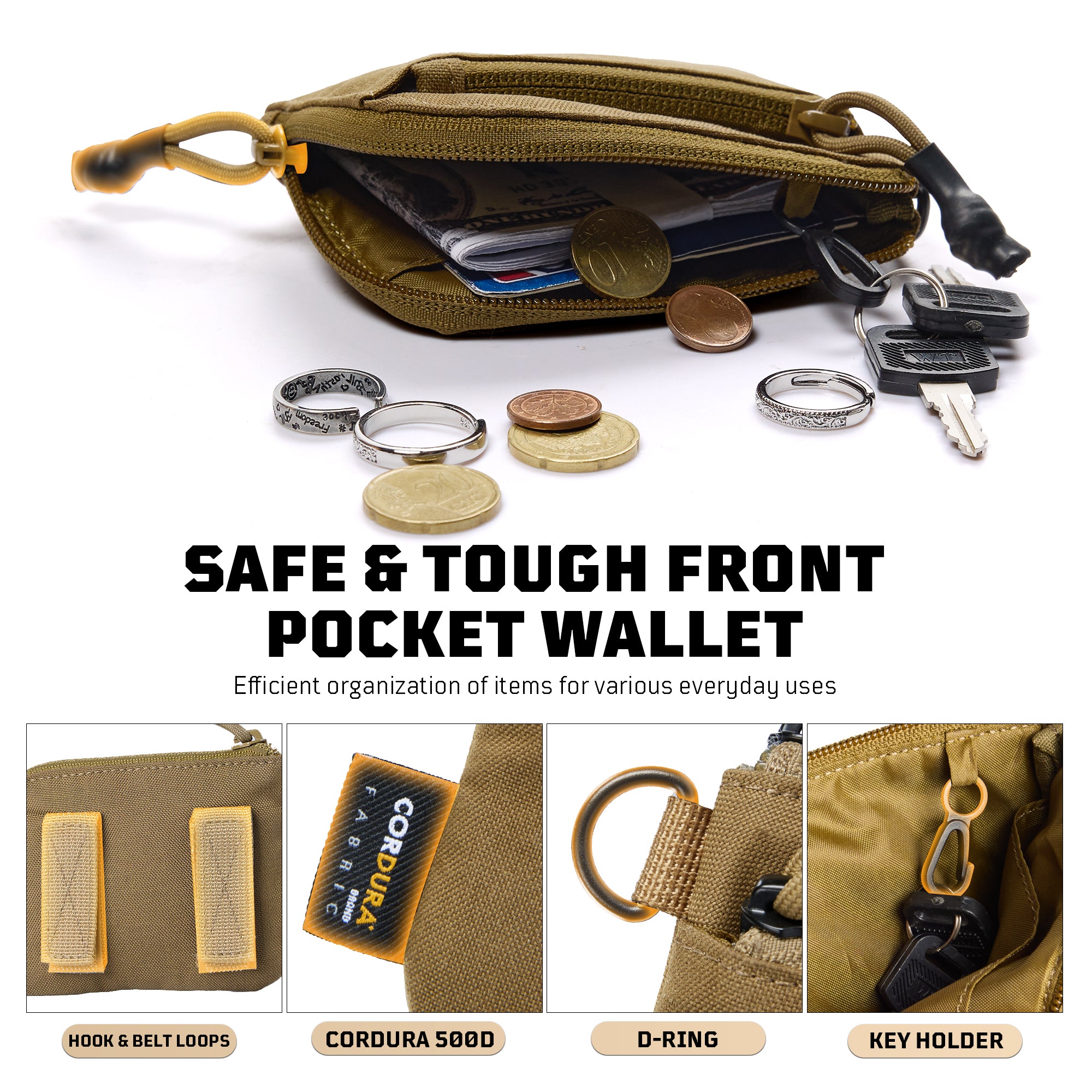 1TG Tactical Coin Purse 500D CORDURA Minimalist Wallet