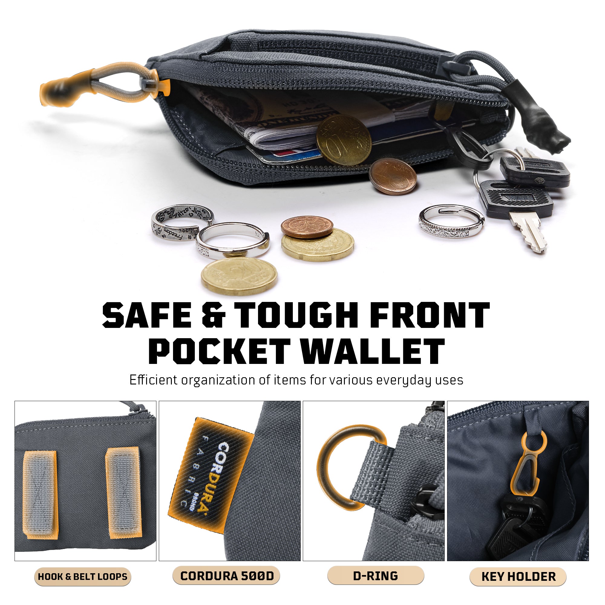 1TG Tactical Coin Purse 500D CORDURA Minimalist Wallet