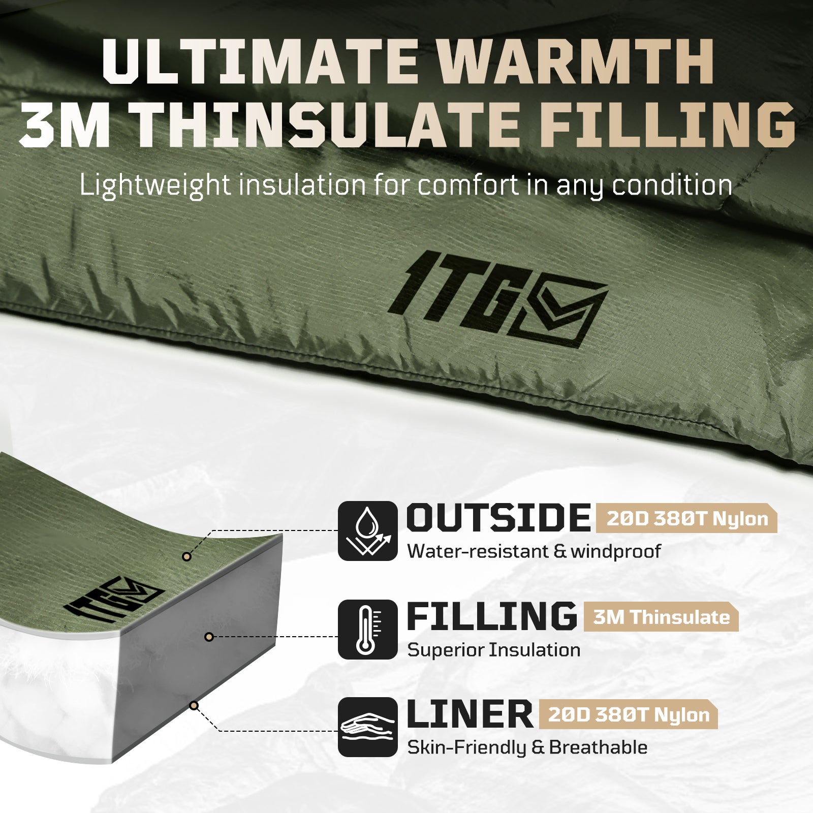 1TG 3M Thinsulate KL150 Camping Blanket 丨With Ykk zipper & foldable