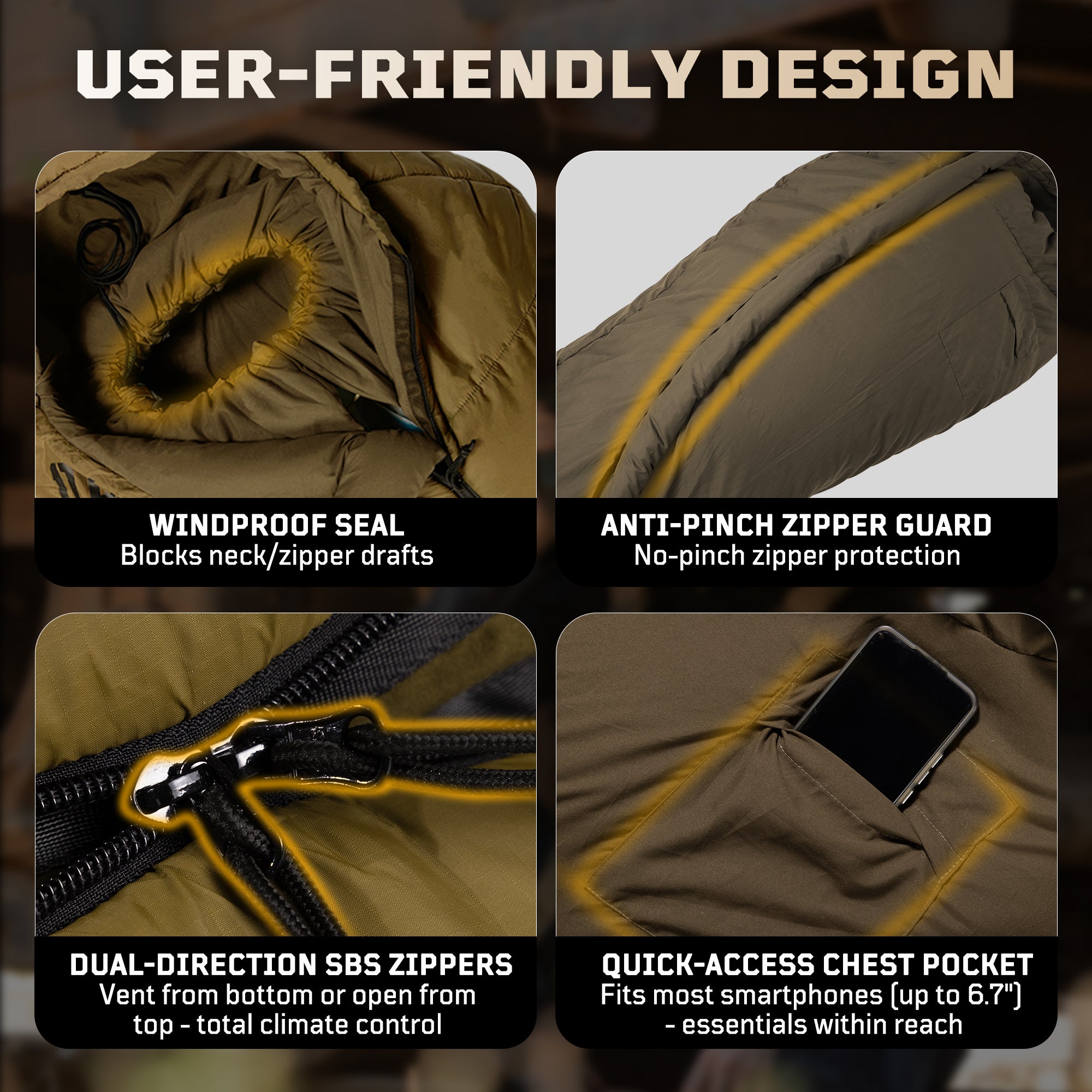 1TG Tactical Camping Mummy Sleeping Bag, 25-36℉ All Season