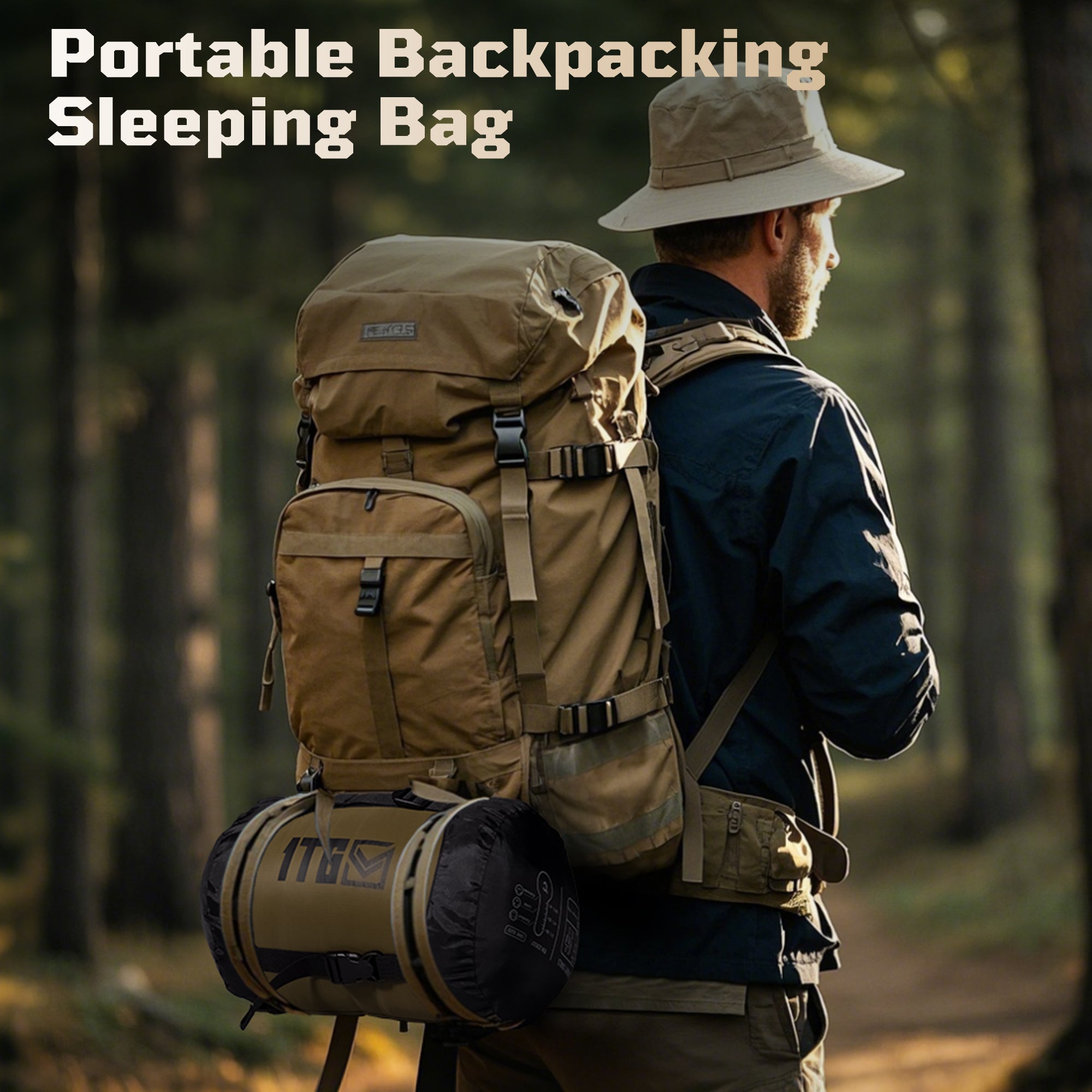 1TG Tactical Camping Mummy Sleeping Bag, 25-36℉ All Season