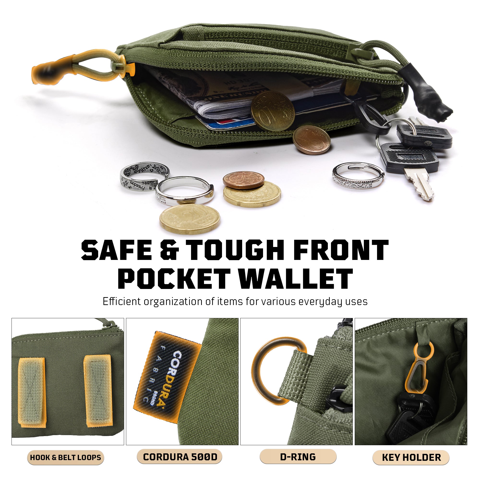 1TG Tactical Coin Purse 500D CORDURA Minimalist Wallet