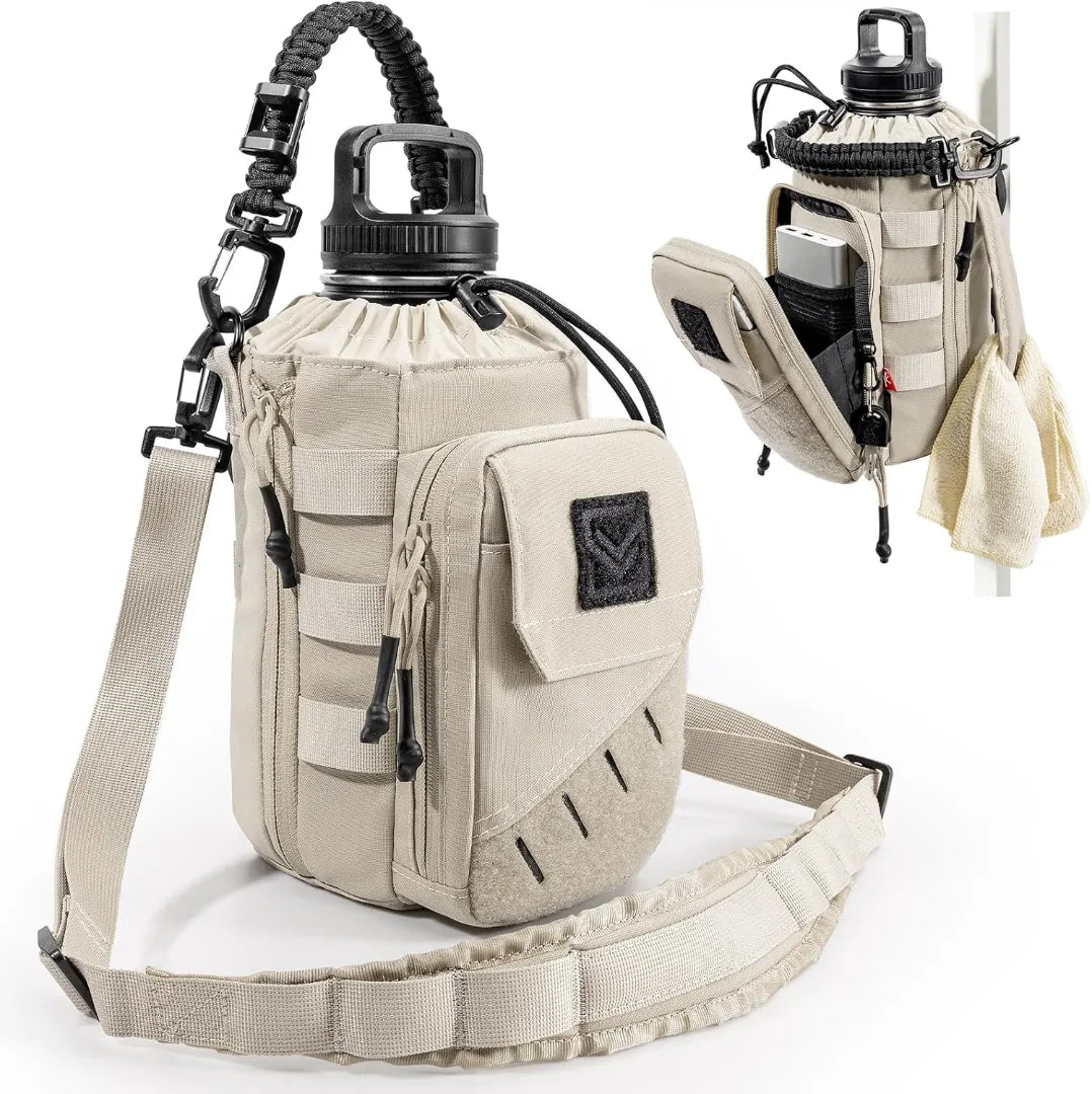 1TG  Magnetic Gym Water Bottle Bag 丨With Phone Pockets&Adjustable straps,Expandable 32-64oz